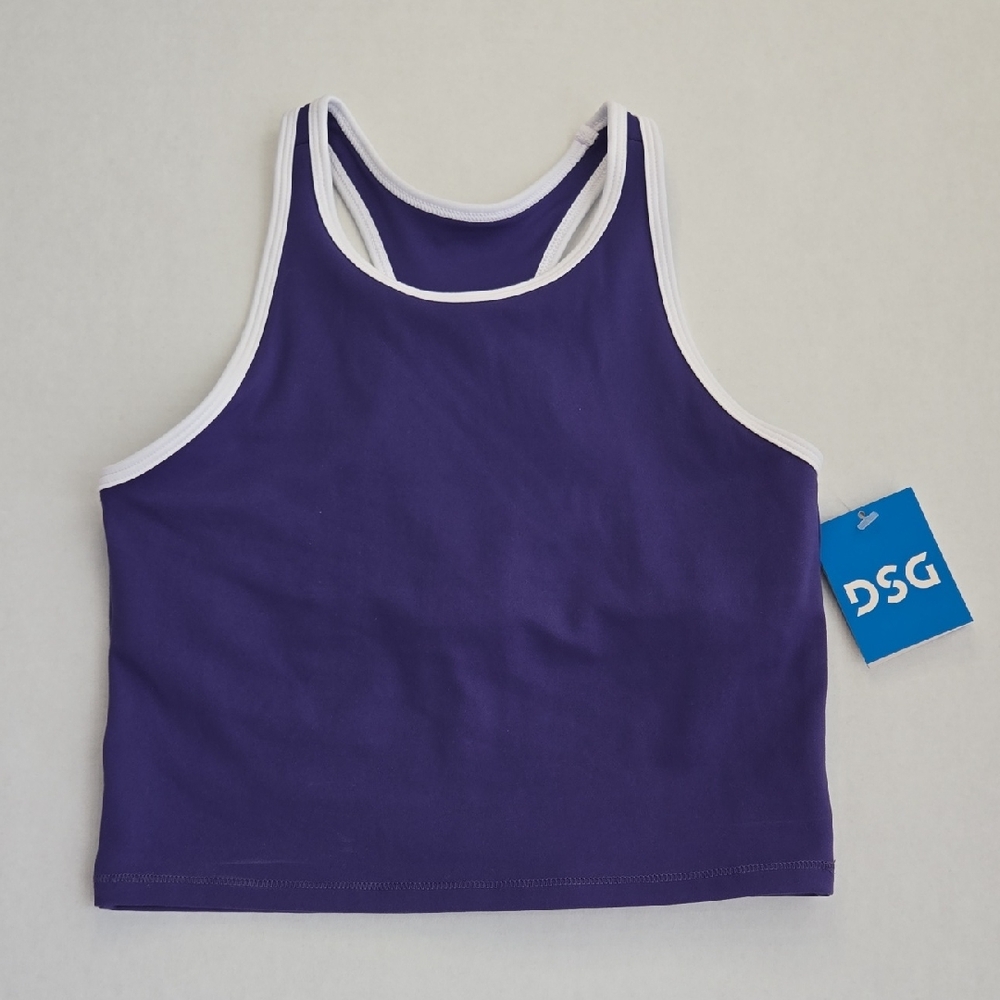 DSG Purple Momentum (Indigo Blue) Crop Top with Shelf Bra - Girls Size L - NEW